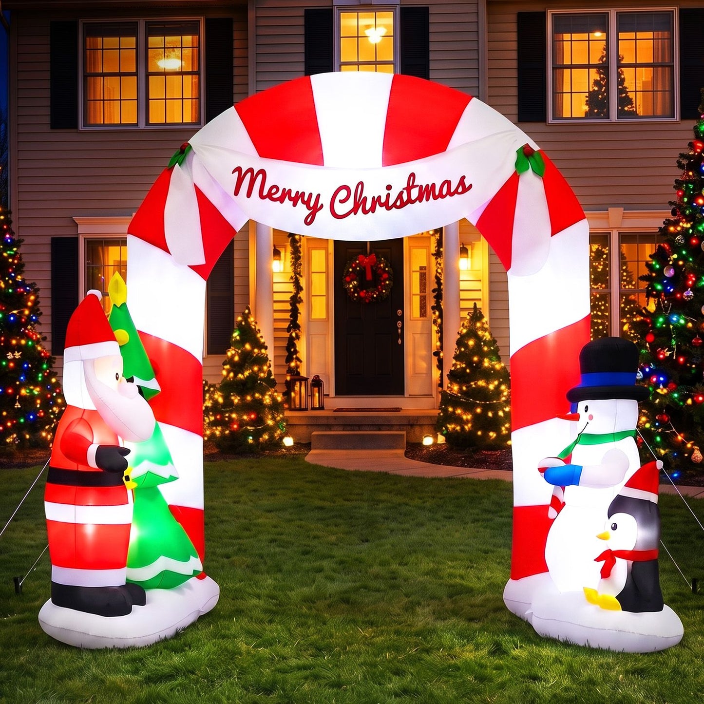 Jingle Jollys Christmas Inflatable Archwary Santa 3M Illuminated Decorations