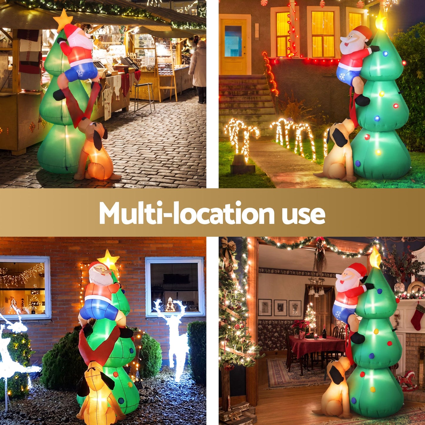 Jingle Jollys Christmas Inflatable Santa Tree 1.8M Illuminated Decorations