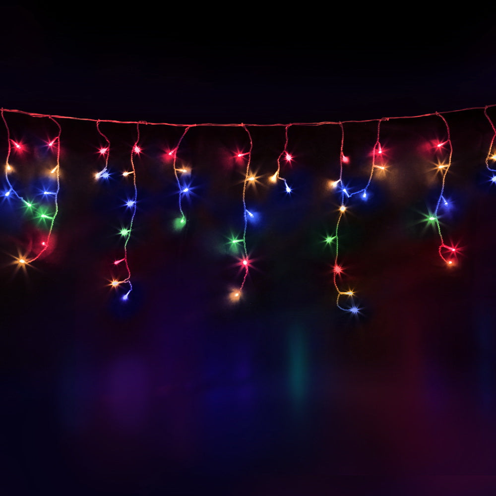 Jingle Jollys 12.5M Solar Christmas Lights Icicle String Light Multi Colour