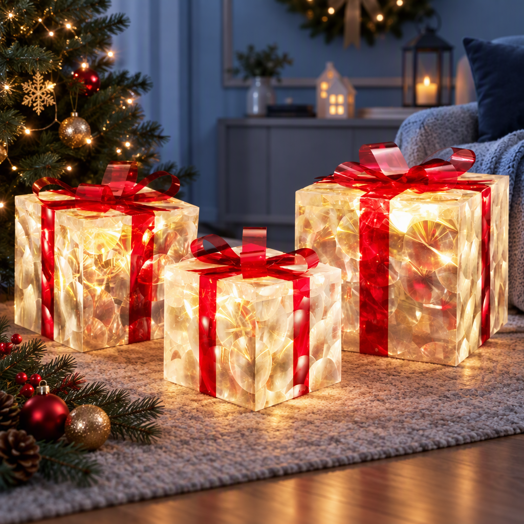 Jingle Jollys Christmas Lights 70 LED Fairy Light Gift Box 3pcs Decorations Red