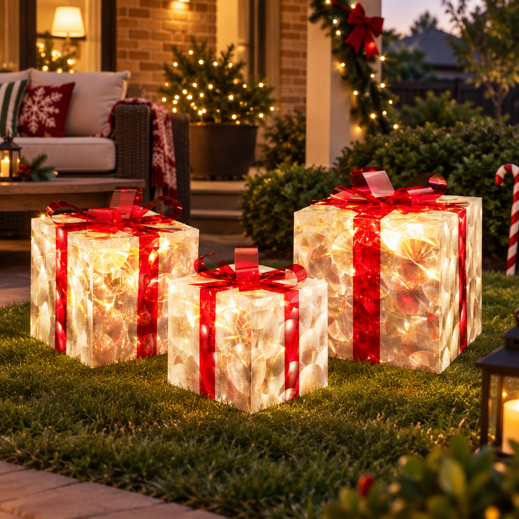 Jingle Jollys Christmas Lights 70 LED Fairy Light Gift Box 3pcs Decorations Red