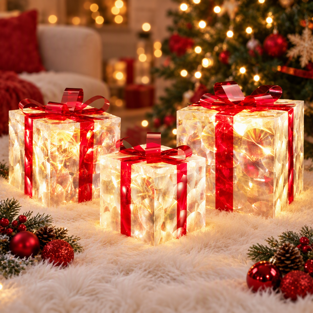 Jingle Jollys Christmas Lights 70 LED Fairy Light Gift Box 3pcs Decorations Red