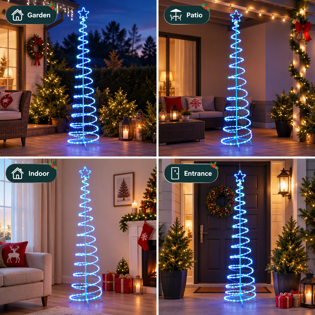 2.4M Christmas Tree LED Solar Motif Lights Jingle Jollys