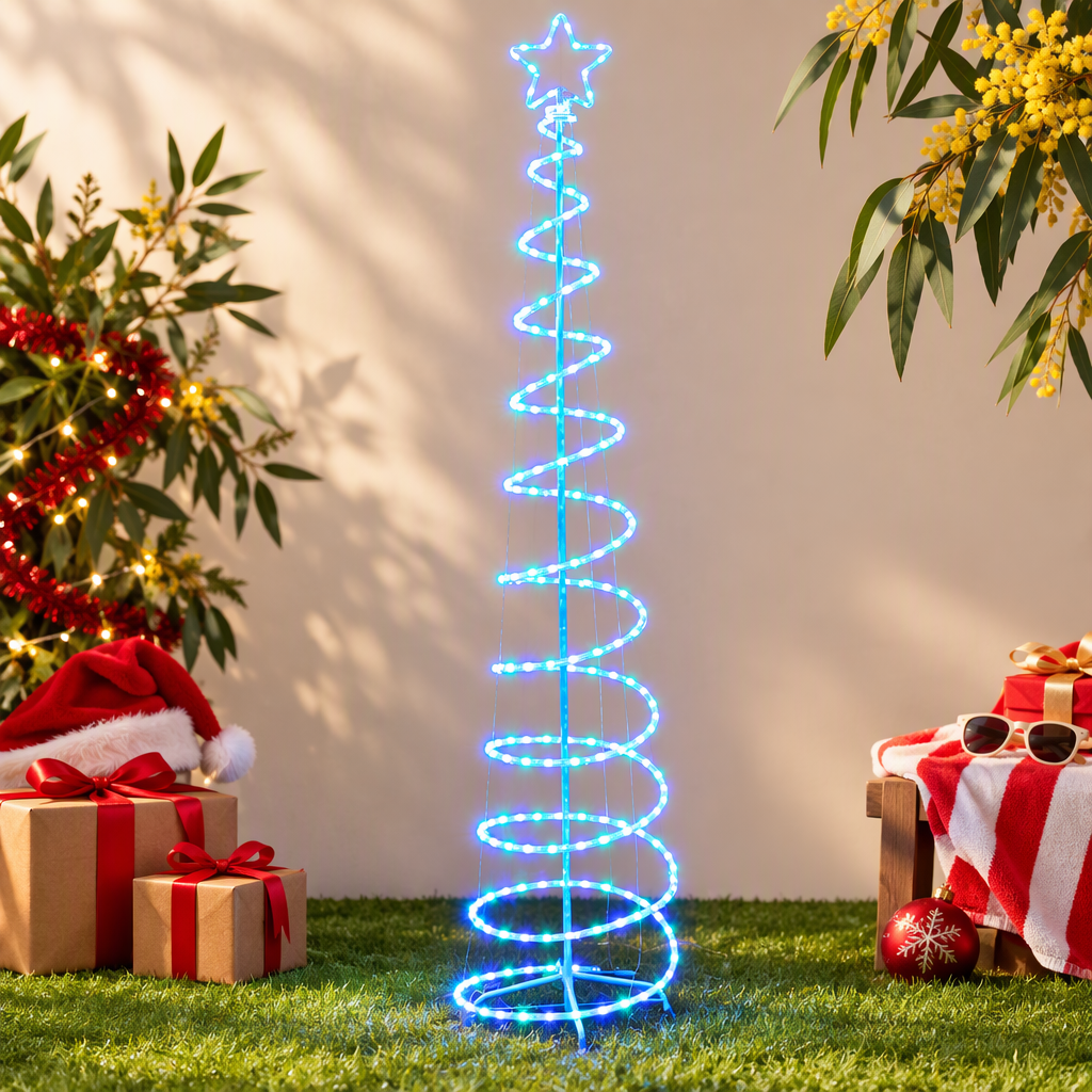 2.4M Christmas Tree LED Solar Motif Lights Jingle Jollys
