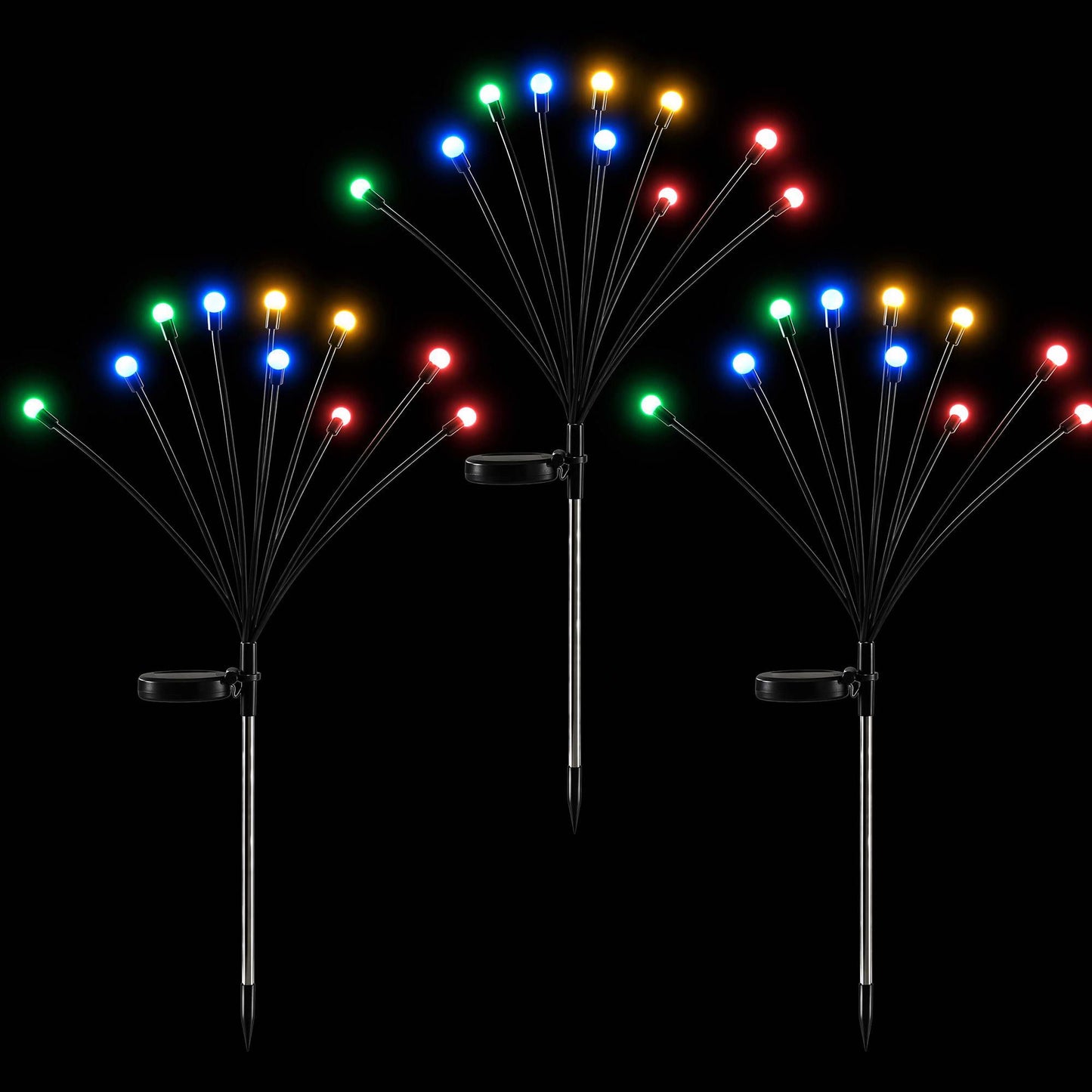 Jingle Jollys Christmas Lights Solar Firefly Lights Garden Decoration Path Lights Multicolour 3 Pack