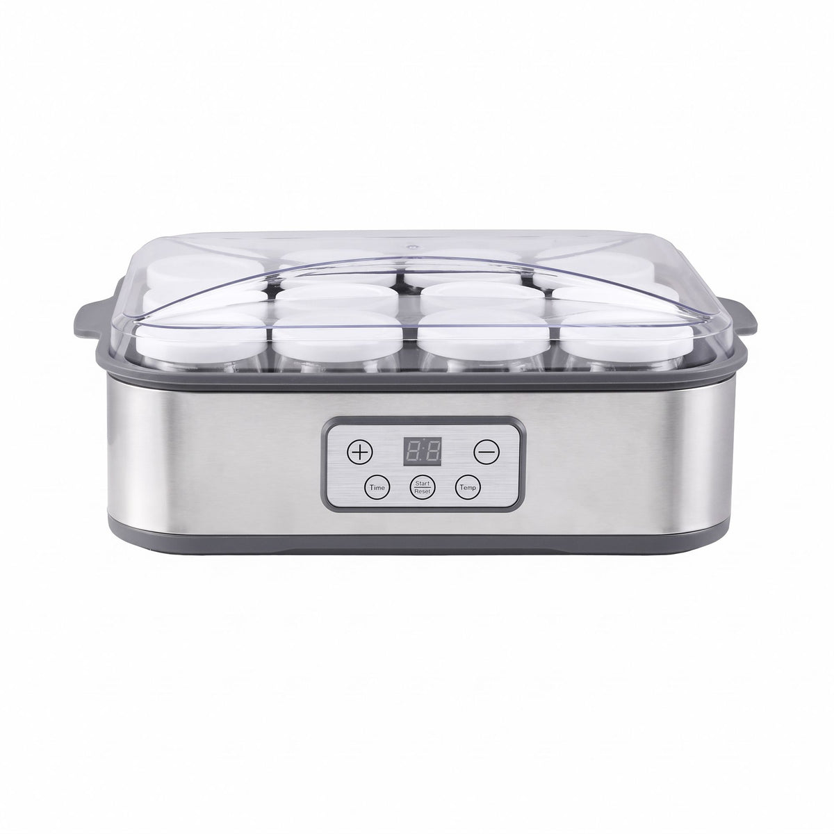 Devanti Yoghurt Maker Machine with 12x180ml Glass Cups Temp Control Grey