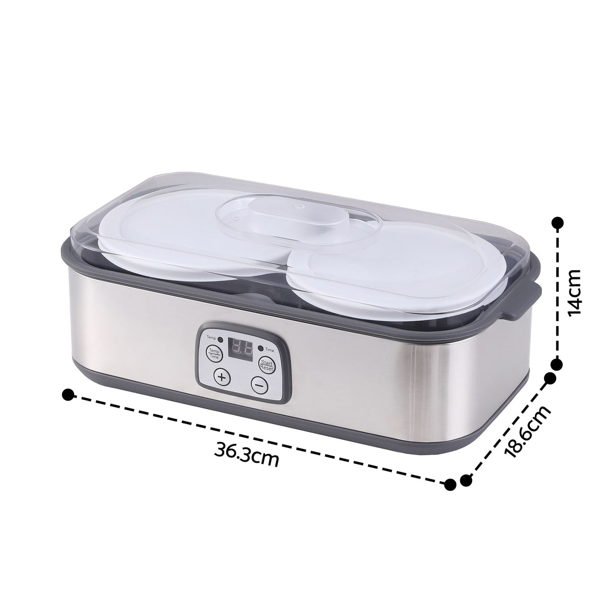 Devanti Greek Yoghurt Maker Machine 2x960ml Large Tubs Temp Control Grey