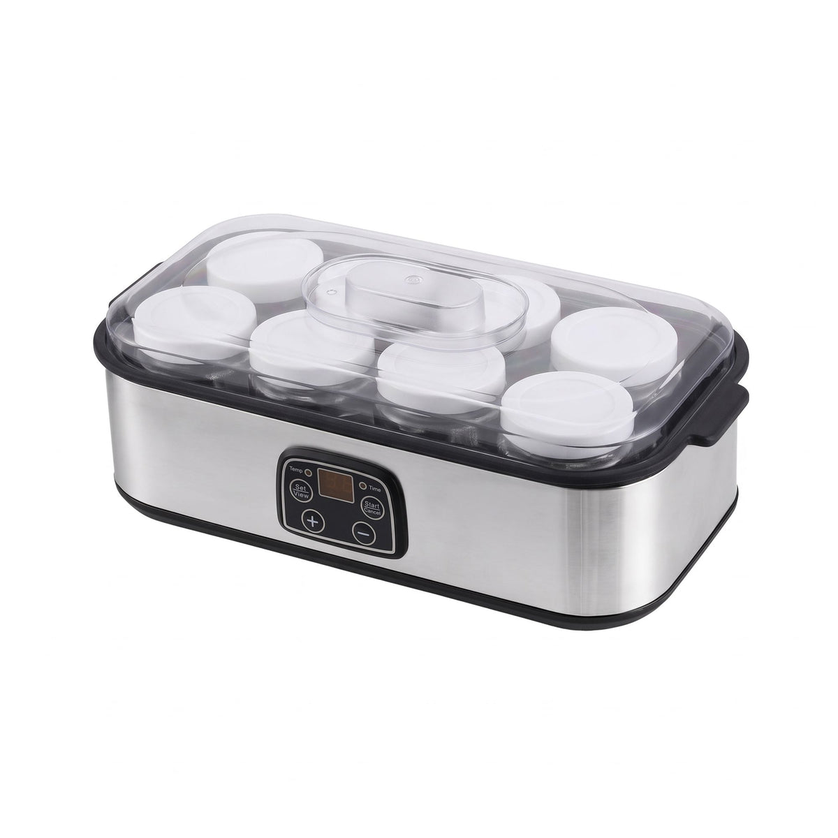 Devanti Yoghurt Maker Machine with 8x180ml Glass Cups Temp Control Black