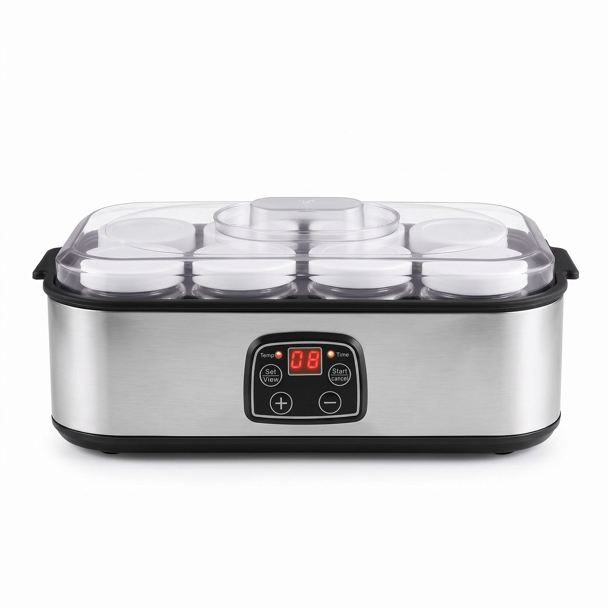 Devanti Yoghurt Maker Machine with 8x180ml Glass Cups Temp Control Black