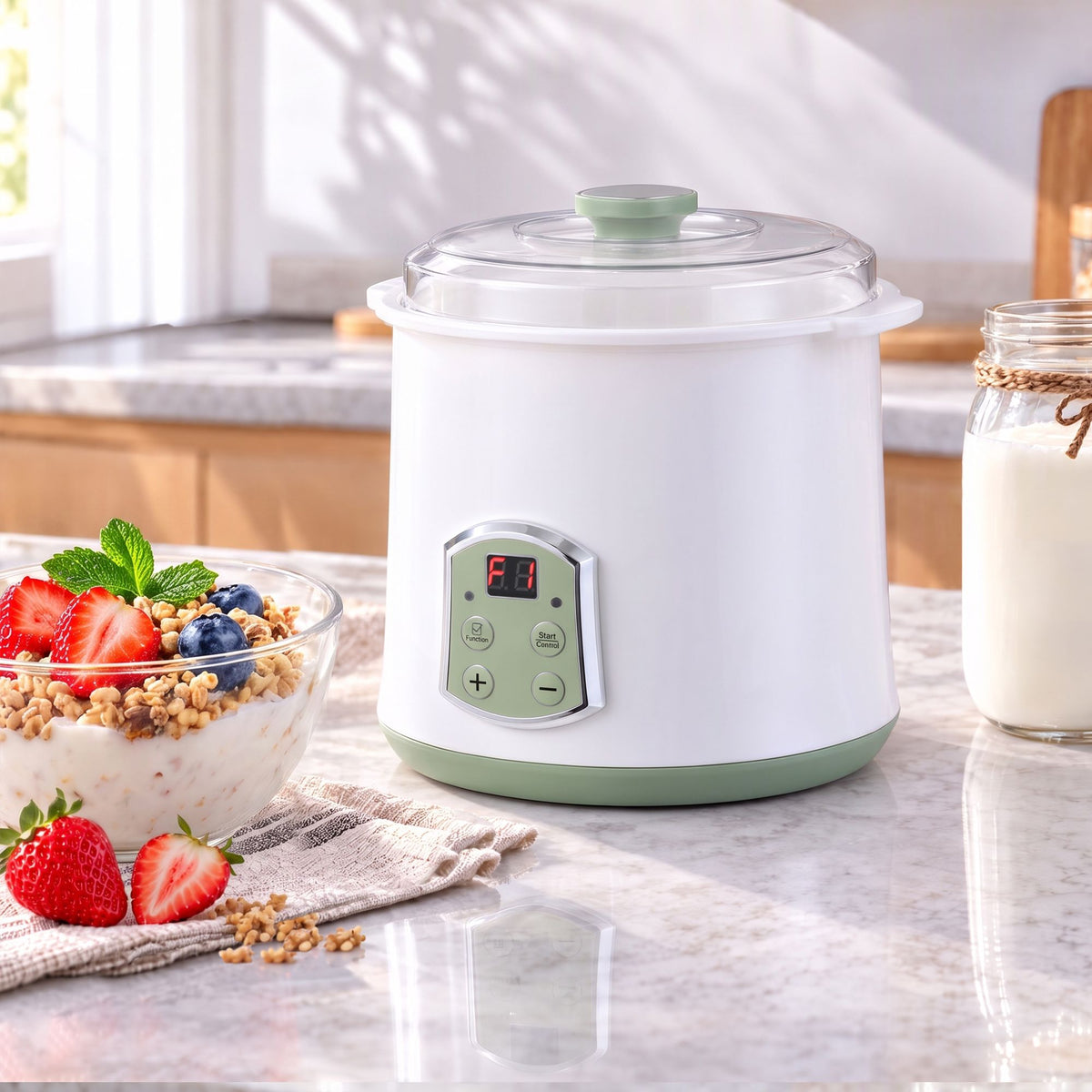 Devanti 2-in-1 Yoghurt Maker and Fermenter 2L with Greek Yoghurt Strainer Soft Cheese Machine