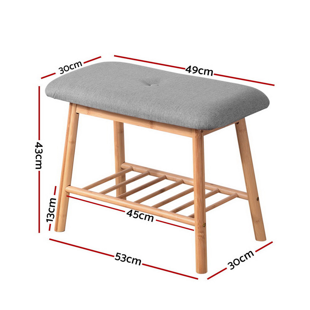 artiss-shoe-rack-seat-bench-chair-shelf-organisers-bamboo-grey at www.mallsonline.com.au