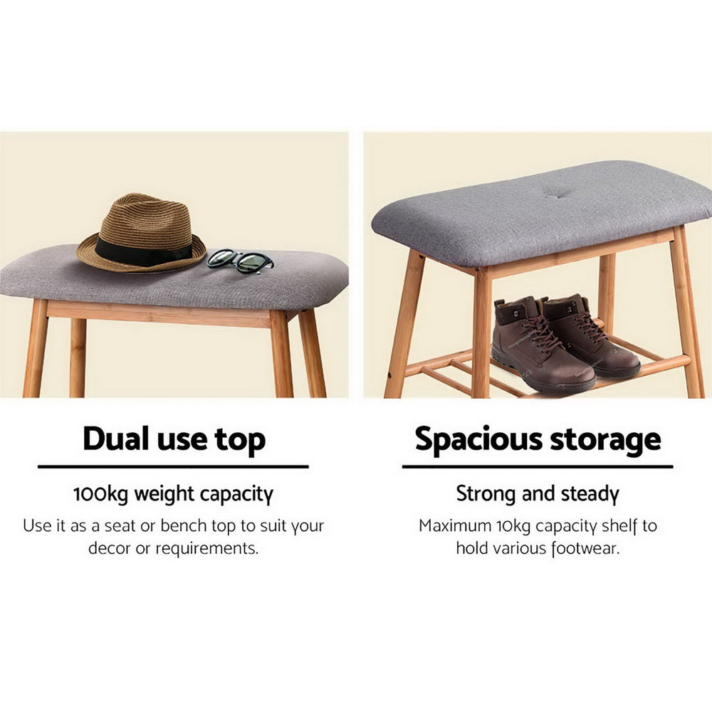 artiss-shoe-rack-seat-bench-chair-shelf-organisers-bamboo-grey at www.mallsonline.com.au