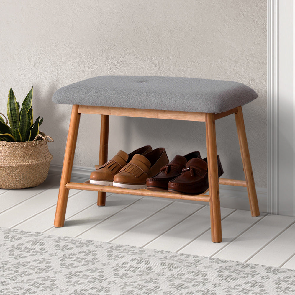 artiss-shoe-rack-seat-bench-chair-shelf-organisers-bamboo-grey at www.mallsonline.com.au