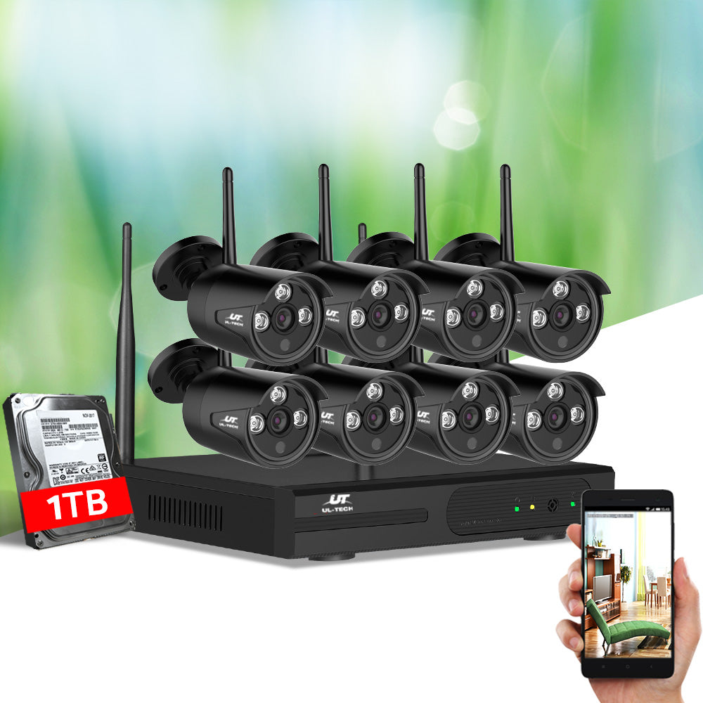 ul-tech-cctv-wireless-security-camera-system-8ch-home-outdoor-wifi-8-bullet-cameras-kit-1tb at www.mallsonline.com.au