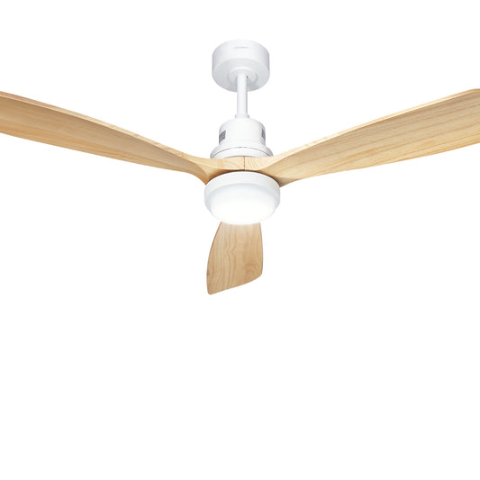 Devanti 52'' Ceiling Fan AC Motor LED Light Remote - Light Wood