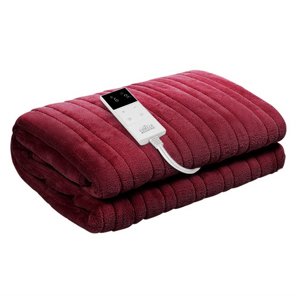 giselle-bedding-electric-throw-blanket-burgundy at www.mallsonline.com.au