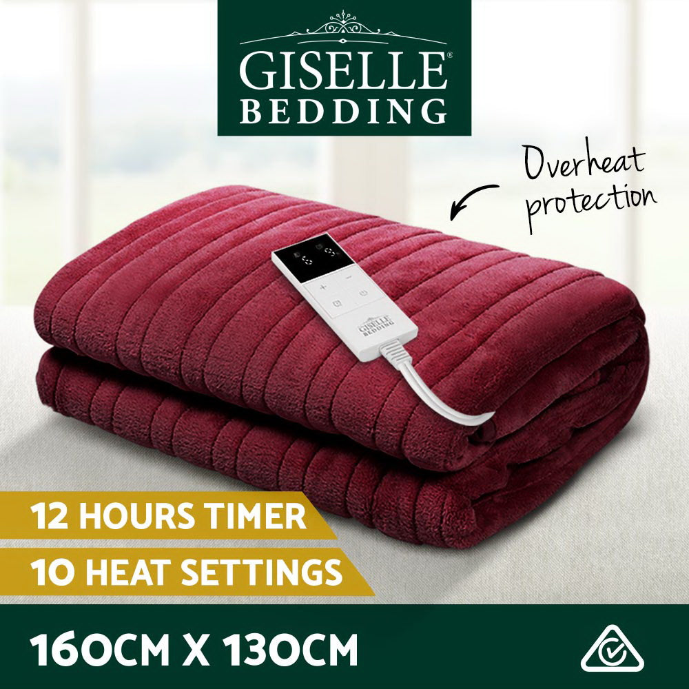 giselle-bedding-electric-throw-blanket-burgundy at www.mallsonline.com.au