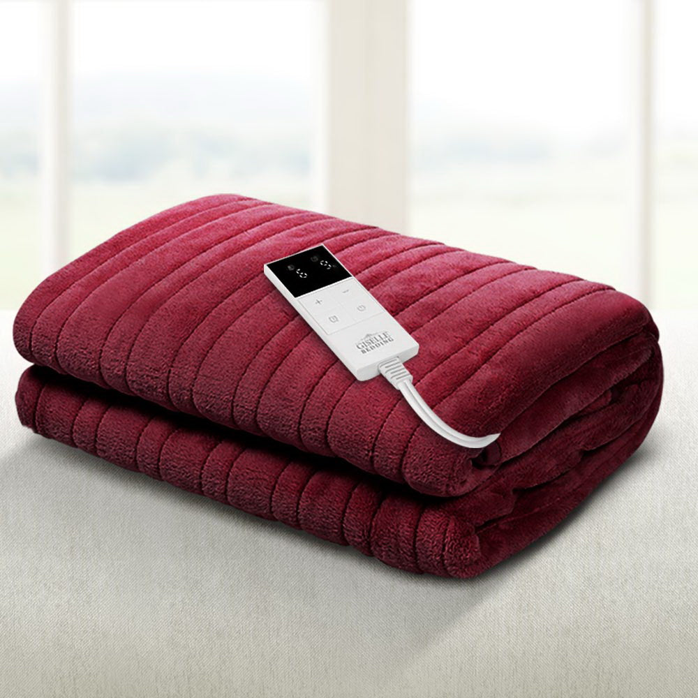 giselle-bedding-electric-throw-blanket-burgundy at www.mallsonline.com.au