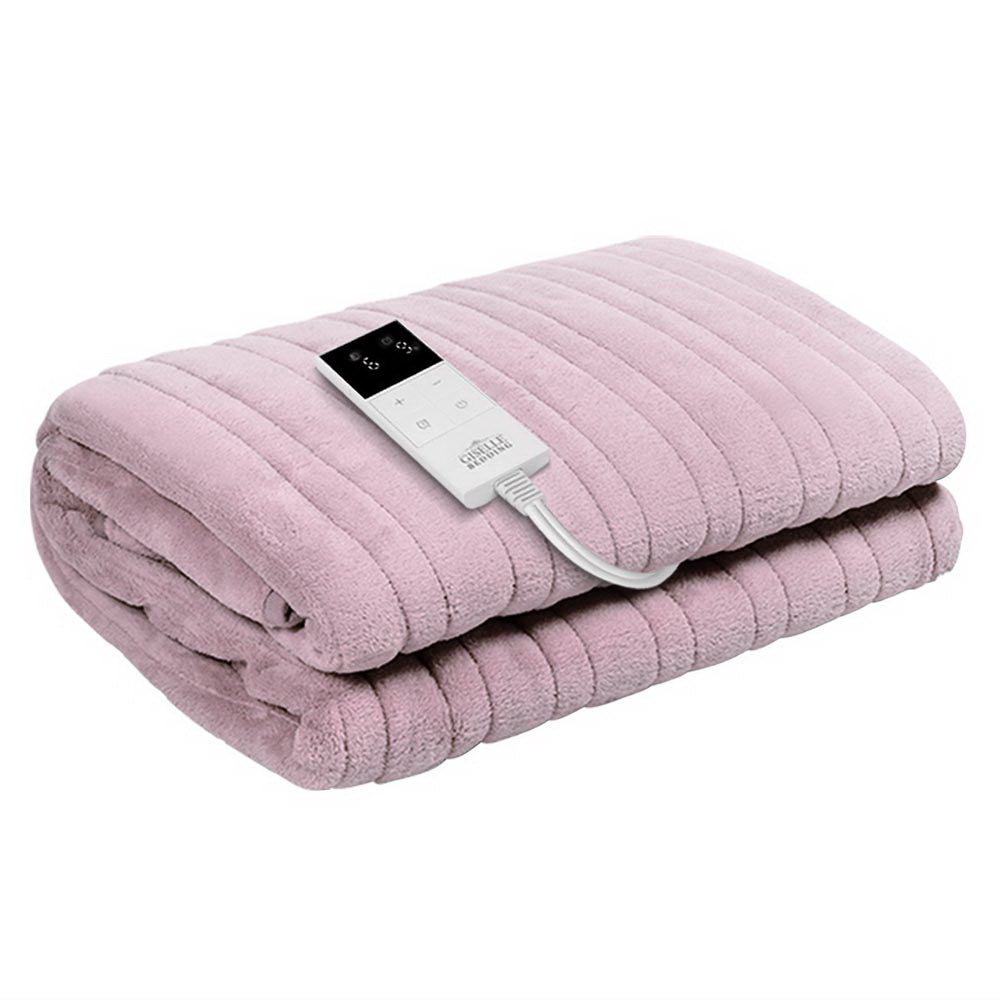 giselle-bedding-heated-electric-throw-rug-fleece-sunggle-blanket-washable-pink at www.mallsonline.com.au