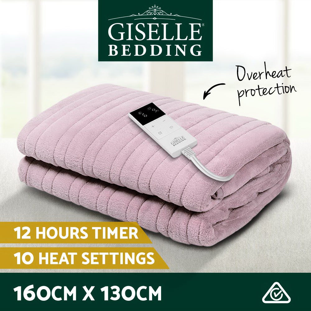 giselle-bedding-heated-electric-throw-rug-fleece-sunggle-blanket-washable-pink at www.mallsonline.com.au