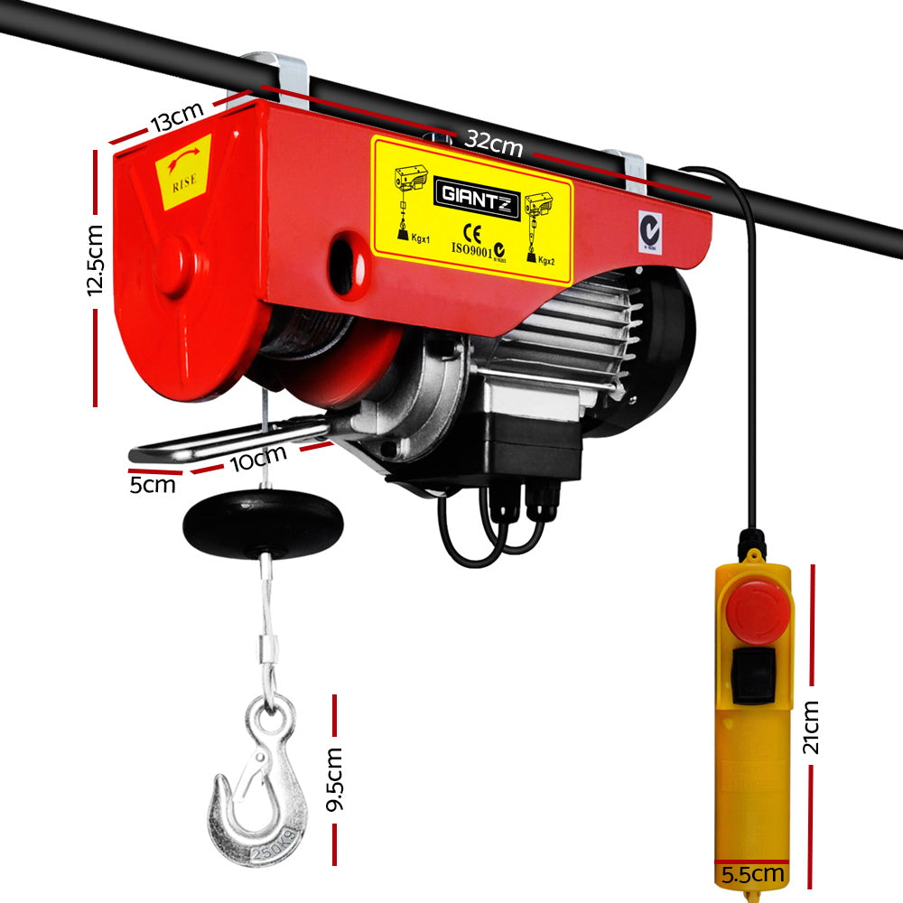 Giantz Electric Hoist Winch 125/250KG Cable 18M Rope Tool Remote Chain Lifting