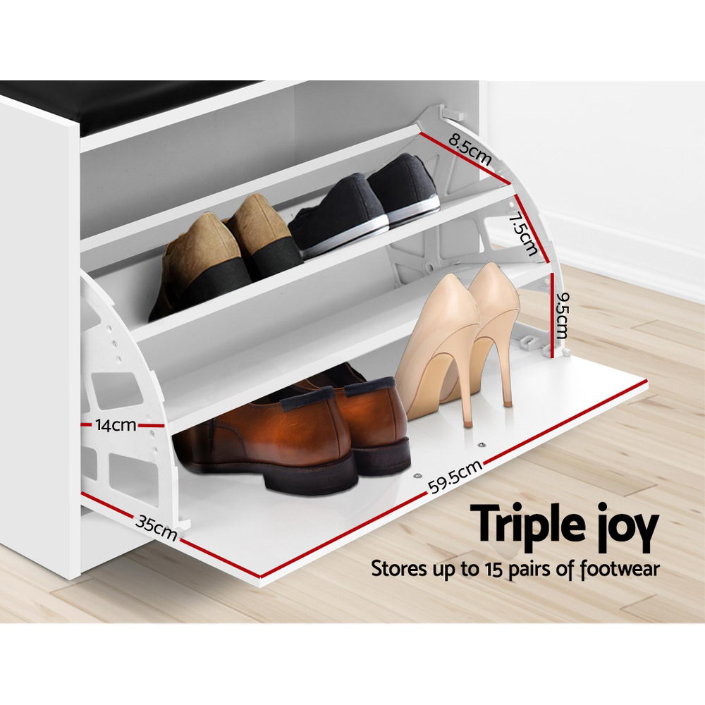 artiss-shoe-cabinet-bench-shoes-storage-rack-organiser-drawer-white-15-pairs at www.mallsonline.com.au