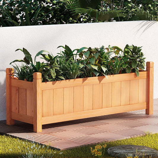 Green Fingers Garden Bed 90x30x33cm Wooden Planter Box Raised