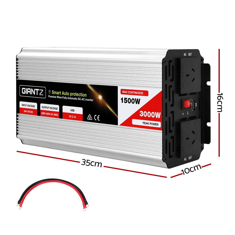 Giantz 1500W Puresine Wave DC-AC Power Inverter