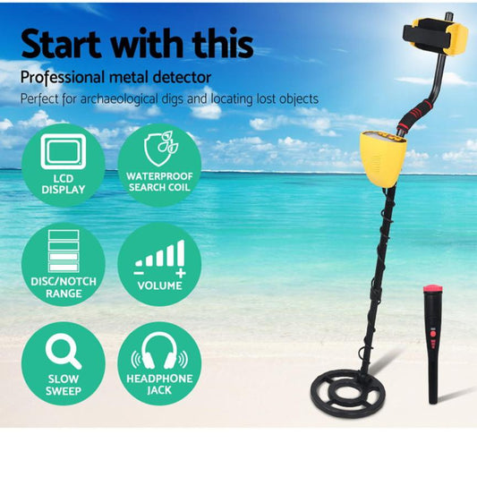 Metal Detector 180MM Deep Sensitive Waterproof Pinpointer Treasure Hunter Yellow