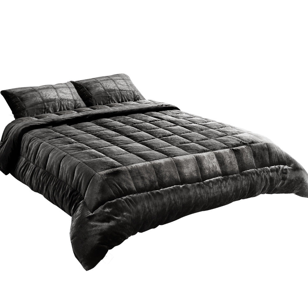 giselle-bedding-faux-mink-quilt-double-size-charcoal at www.mallsonline.com.au