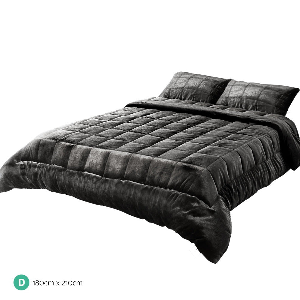 giselle-bedding-faux-mink-quilt-double-size-charcoal at www.mallsonline.com.au