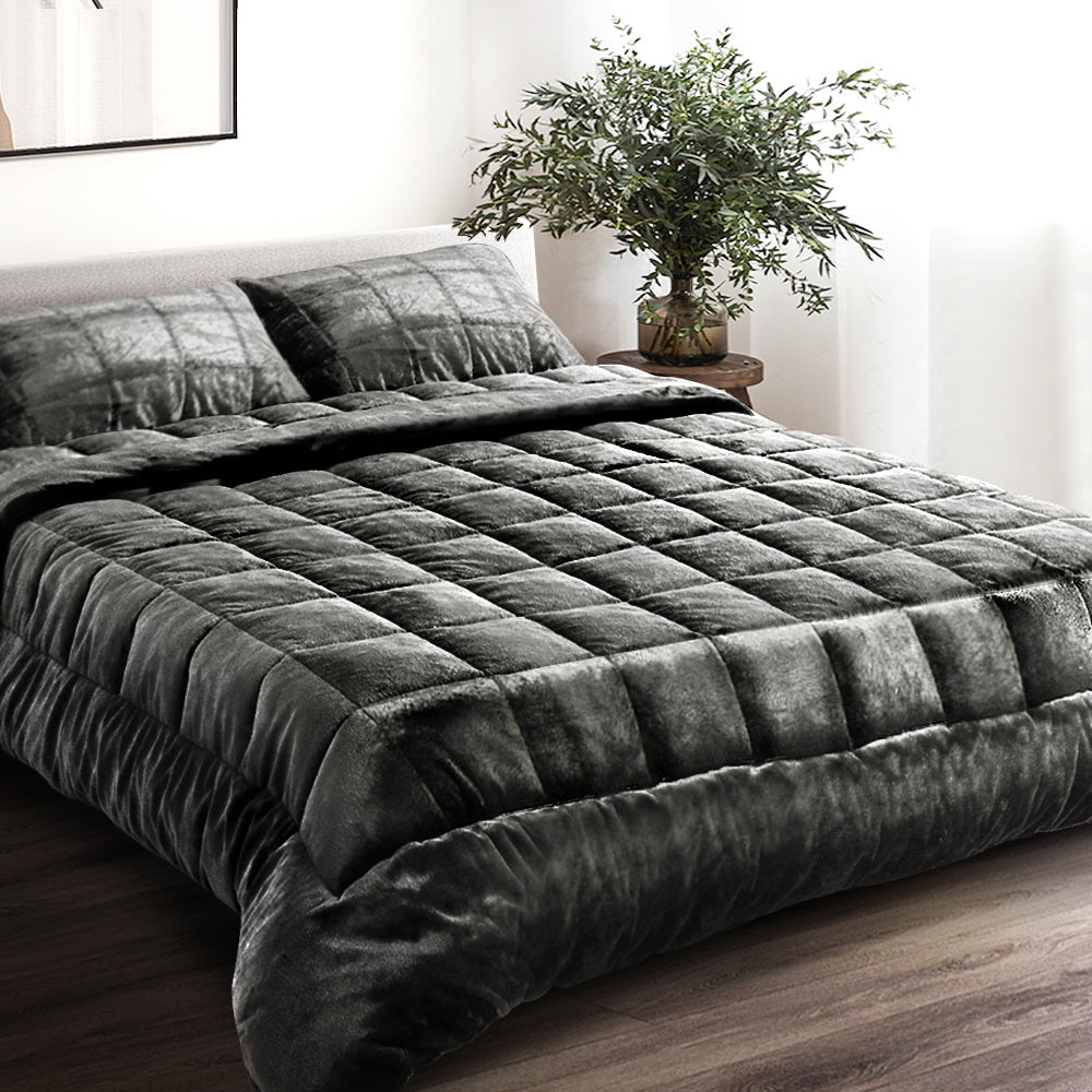 giselle-bedding-faux-mink-quilt-double-size-charcoal at www.mallsonline.com.au