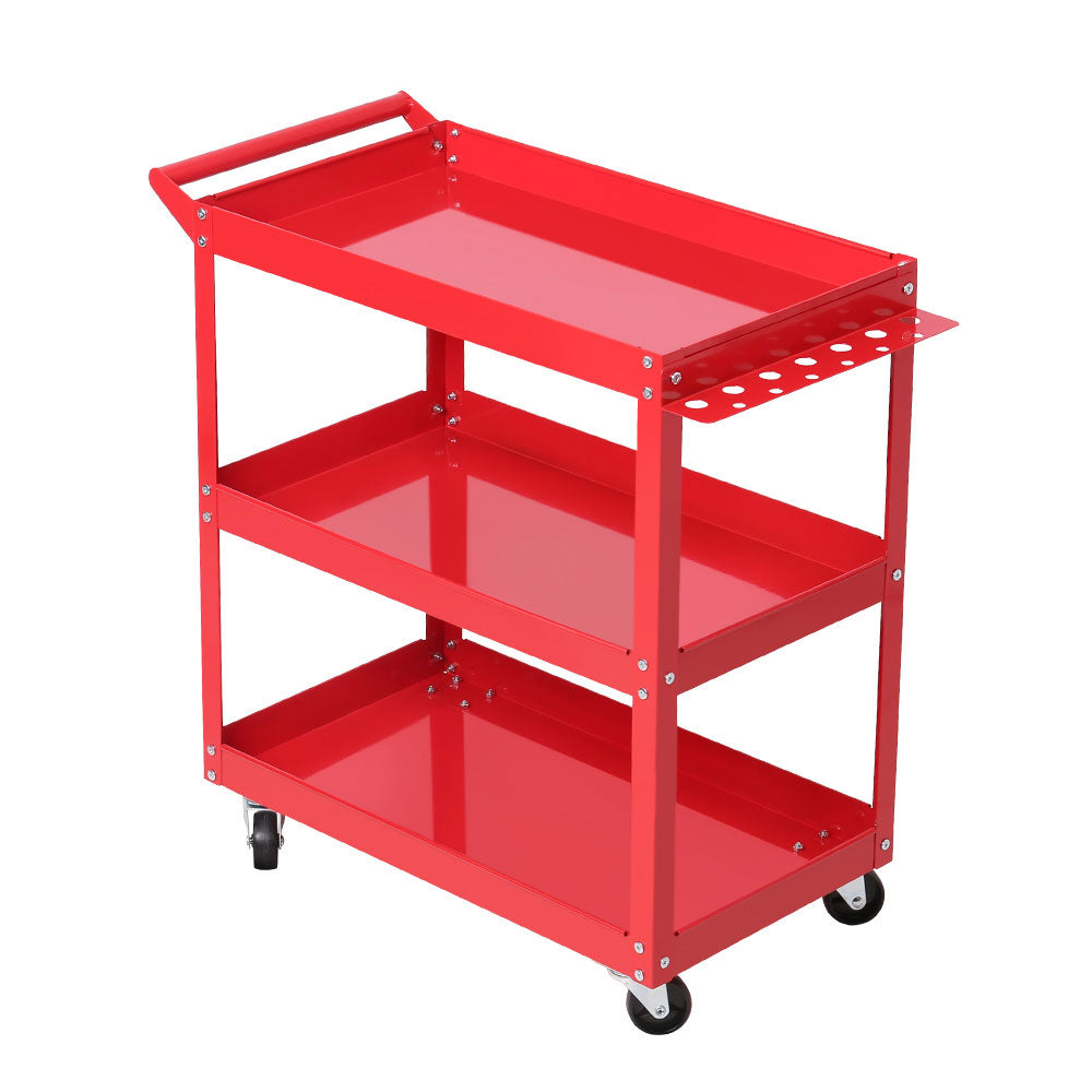 Giantz 3-Tier Tool Cart Trolley Workshop Garage Storage Organizer Red