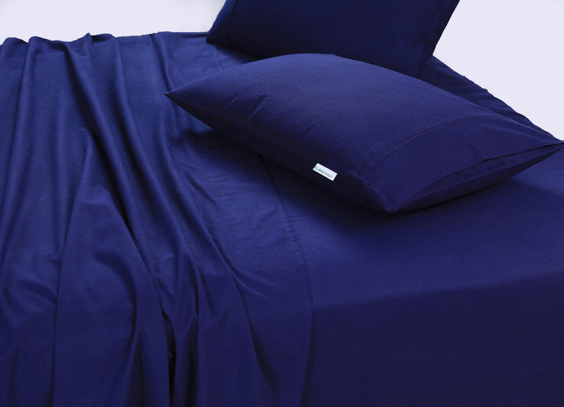 elan-linen-100-egyptian-cotton-vintage-washed-500tc-navy-blue-queen-bed-sheets-set at www.mallsonline.com.au