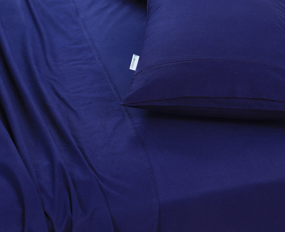 elan-linen-100-egyptian-cotton-vintage-washed-500tc-navy-blue-queen-bed-sheets-set at www.mallsonline.com.au