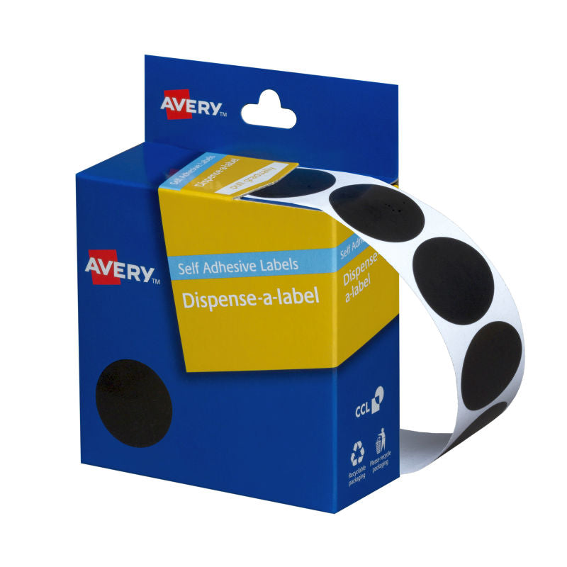 AVERY Display Black 24mm Stickers, Roll OF 500