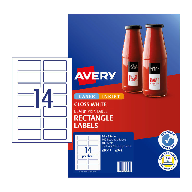 AVERY Label L7123 14 Labels Sheet Pack of 10