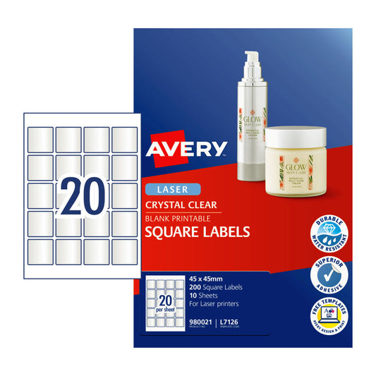 AVERY Laser Label Sq L7126 20 Per Sheet - Pack of 20