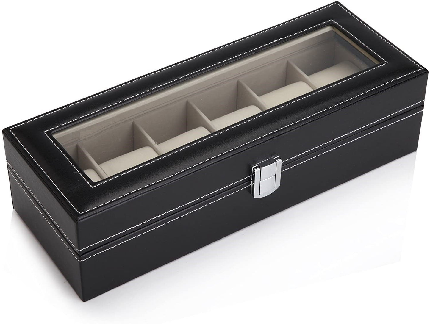 black-pu-leather-watch-organizer-display-storage-box-cases-for-men-women-6-slots at www.mallsonline.com.au