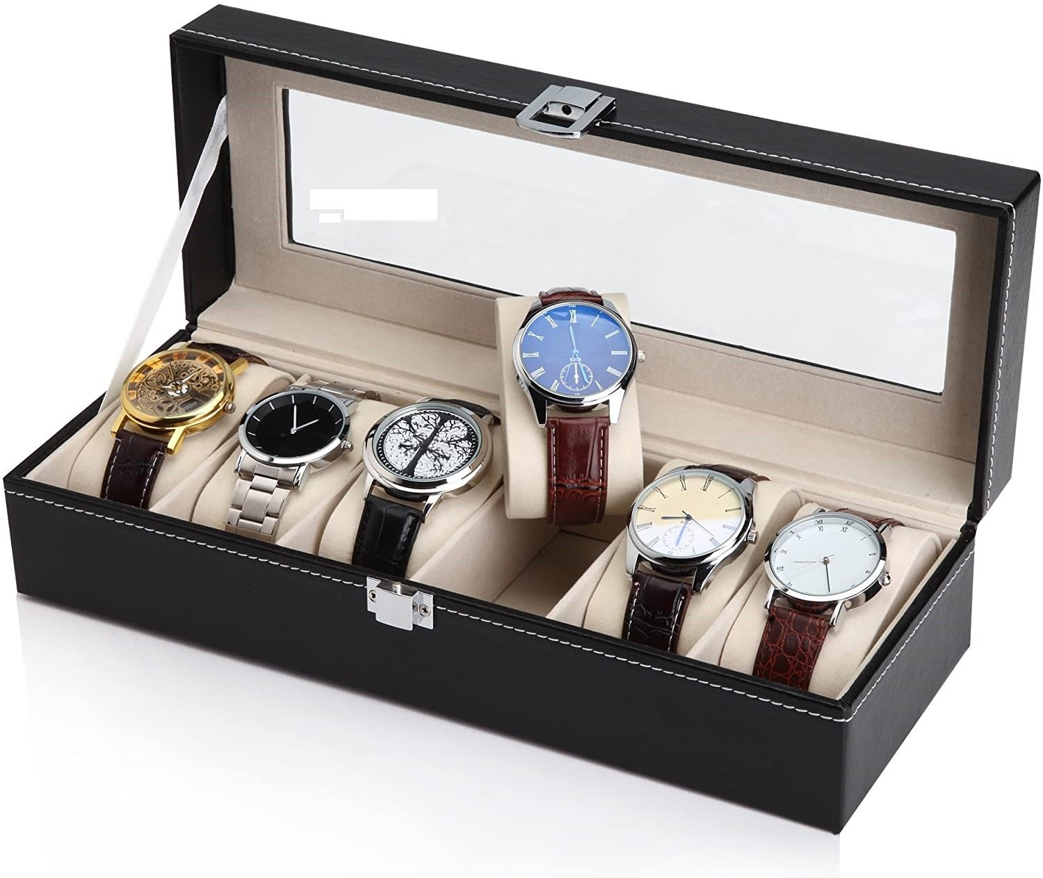 black-pu-leather-watch-organizer-display-storage-box-cases-for-men-women-6-slots at www.mallsonline.com.au