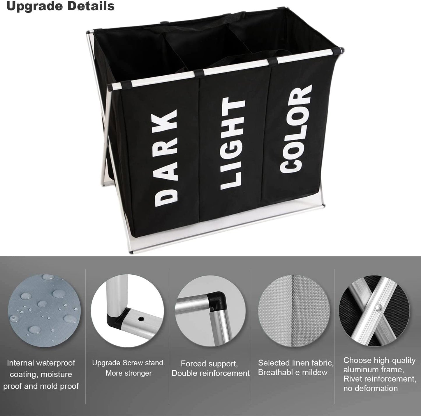 3-in-1-large-135l-laundry-clothes-hamper-basket-with-waterproof-bags-and-aluminum-frame-black at www.mallsonline.com.au