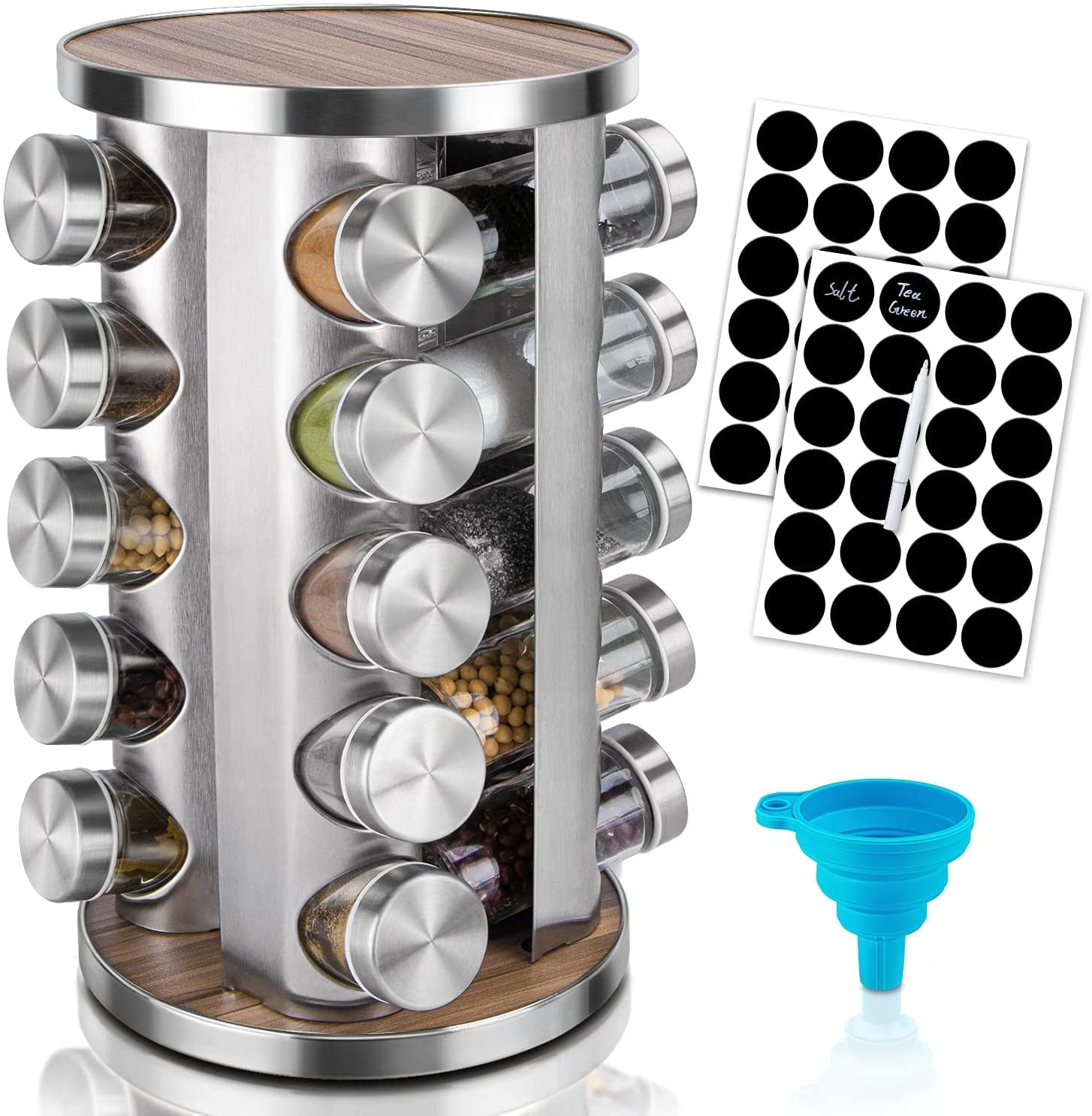 rotating-spice-rack-organizer-with-20-pieces-jars-for-kitchen at www.mallsonline.com.au