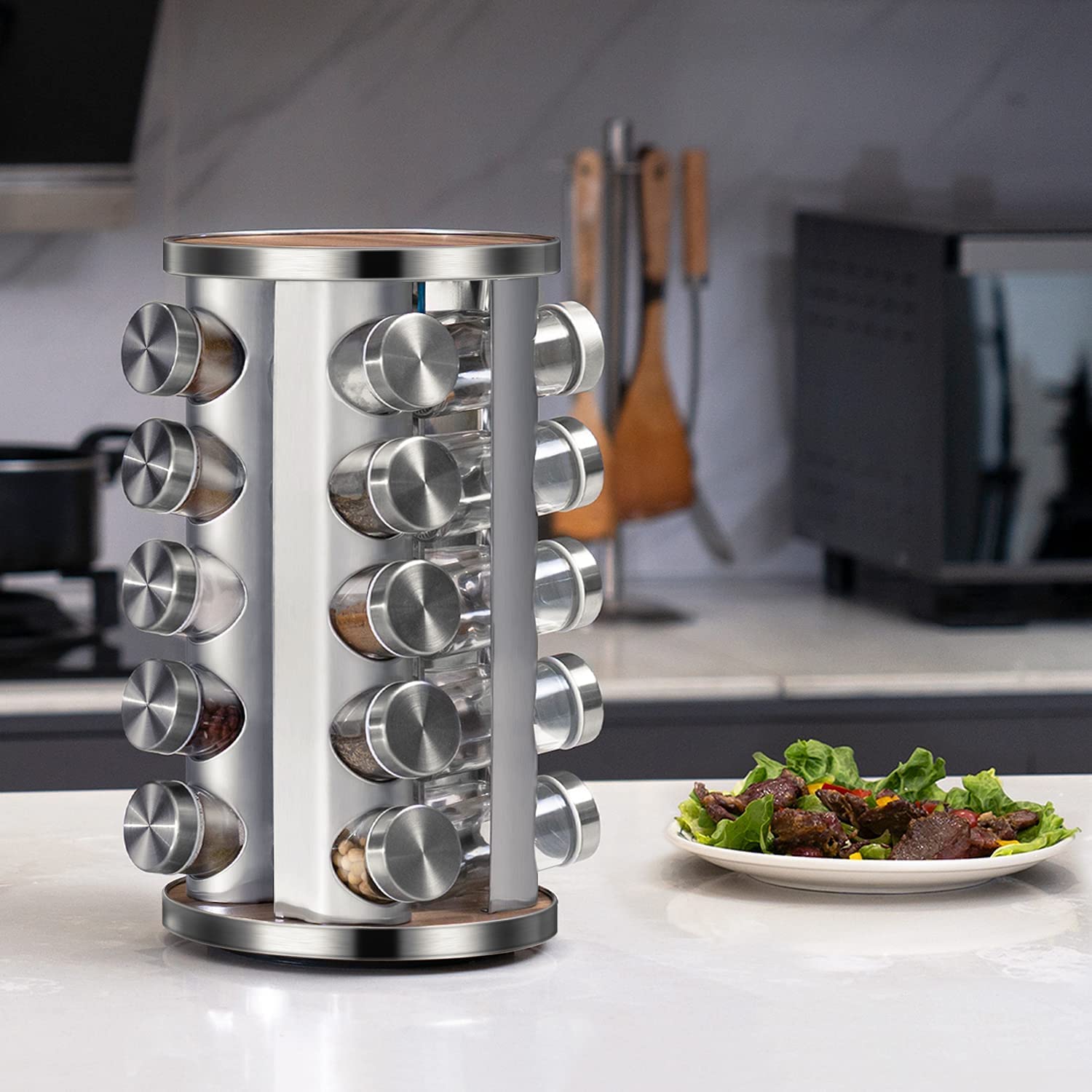 rotating-spice-rack-organizer-with-20-pieces-jars-for-kitchen at www.mallsonline.com.au