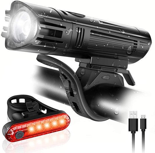 waterproof-rechargeable-led-bike-lights-set-2000mah-lithium-battery-ipx4-2-usb-cables www.mallsonline.com.au