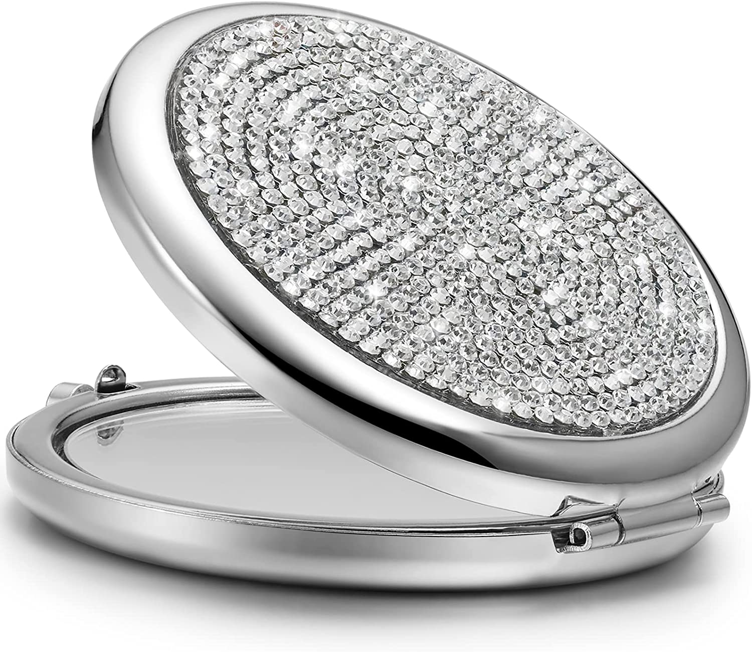 mini-small-diamond-1x-2x-magnifying-round-metal-pocket-makeup-mirror-silver