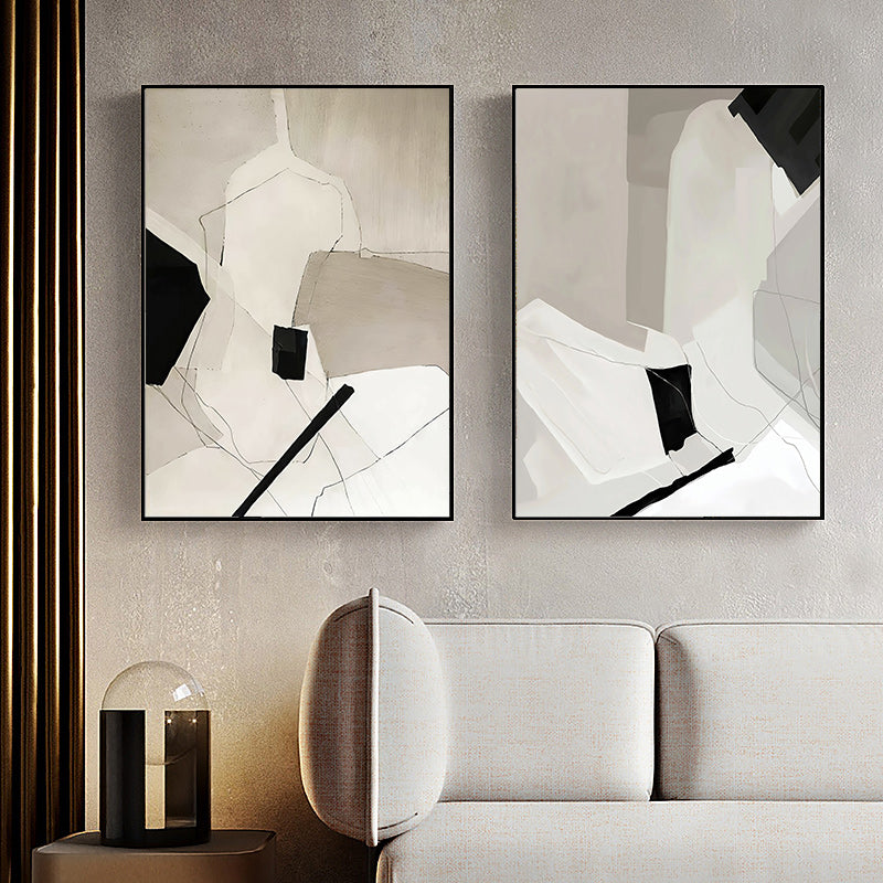 Wall Art 50cmx70cm Modern Abstract 2 Sets Black Frame Canvas