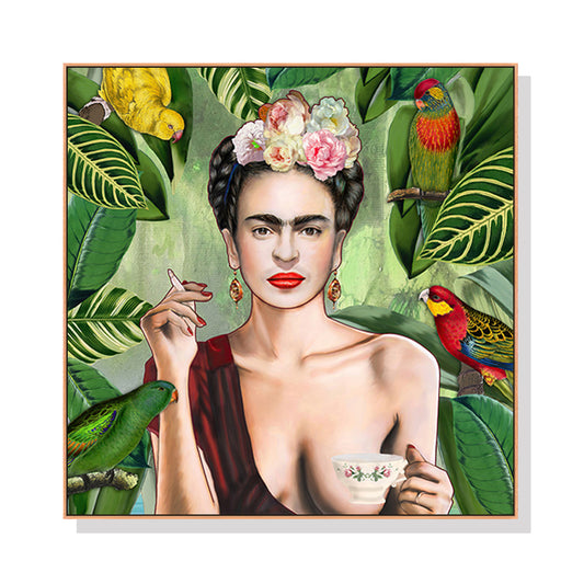 Wall Art 50cmx50cm Self Portrait by Frida Kahlo Wood Frame Canvas