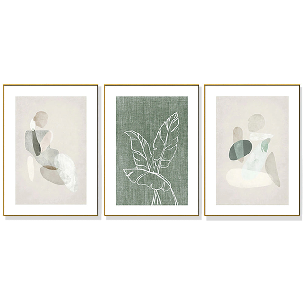 40cmx60cm-abstract-body-and-leaves-3-sets-gold-frame-canvas-wall-art