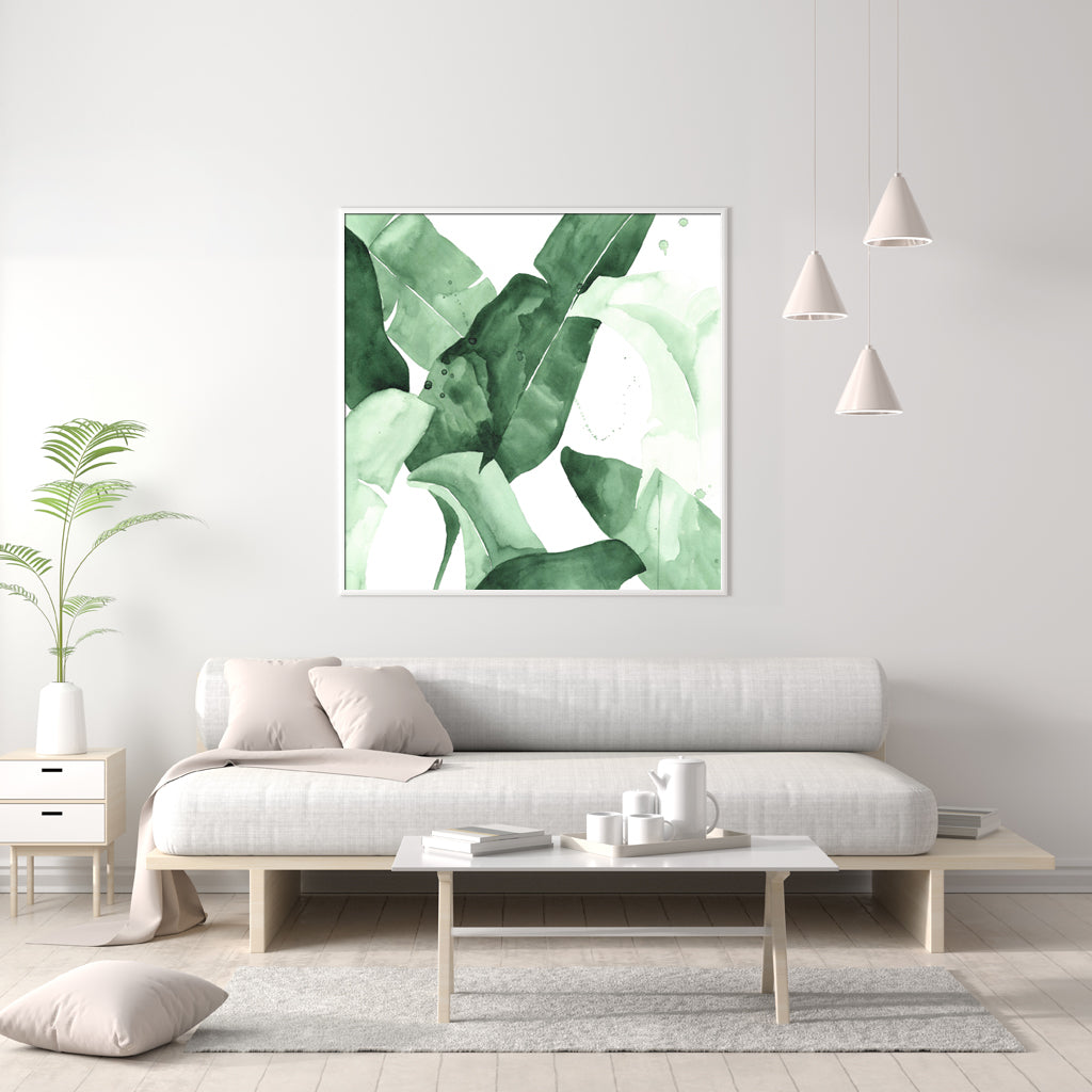 50cmx50cm-tropical-leaves-square-size-white-frame-canvas-wall-art at www.mallsonline.com.au