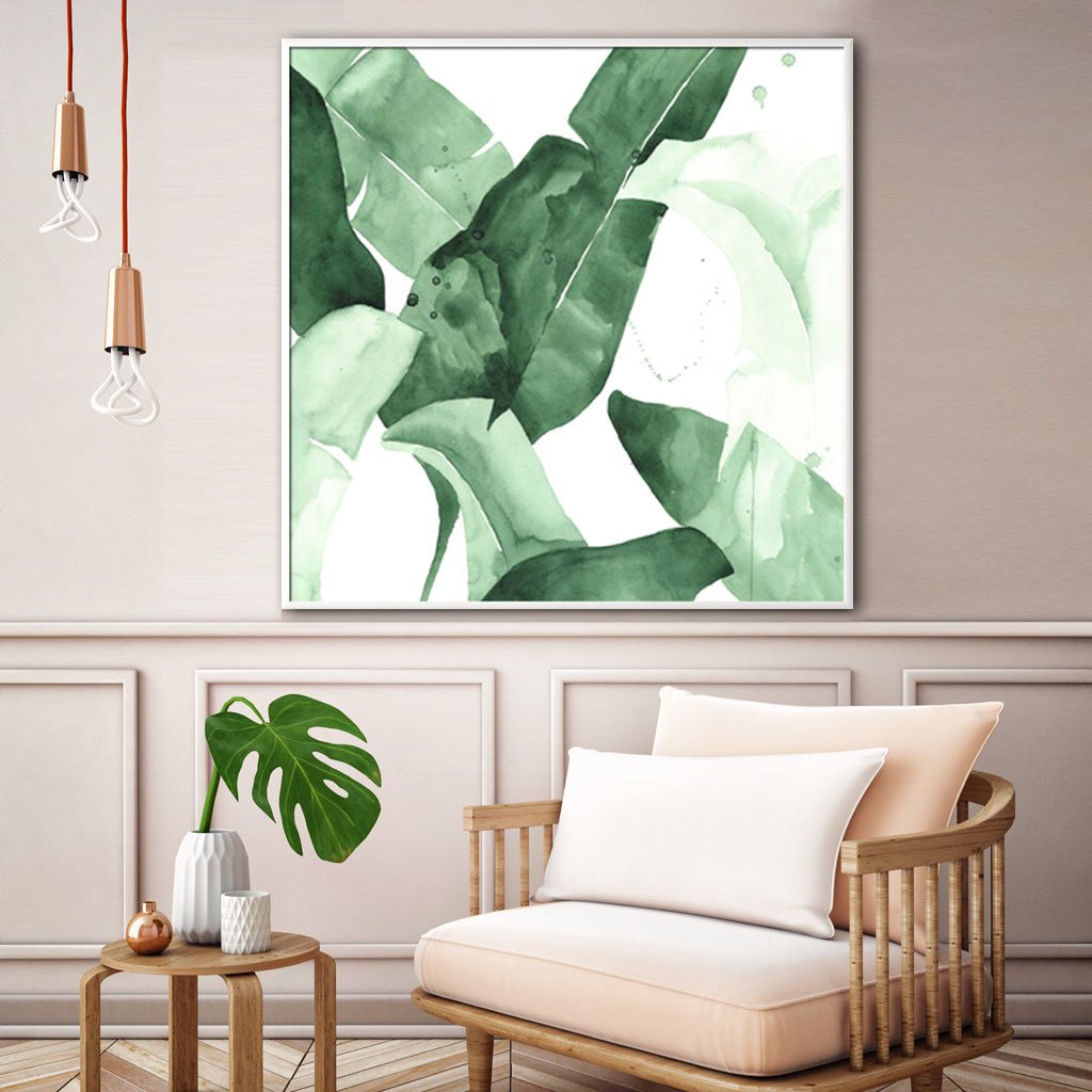 50cmx50cm-tropical-leaves-square-size-white-frame-canvas-wall-art at www.mallsonline.com.au